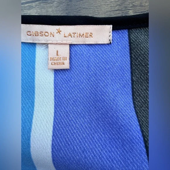 Gibson NWT Multicolor Striped‎ Blouse size L - Picture 2 of 13